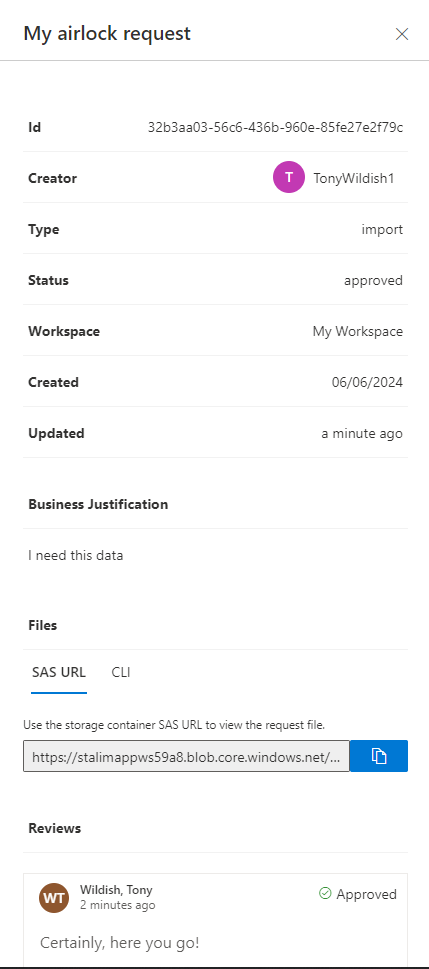 Get SAS URL for import